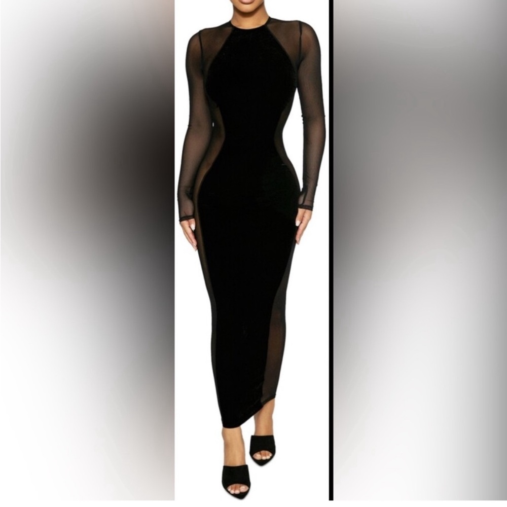 NWOT Sexy Chocolate Mesh and Velvet Dress